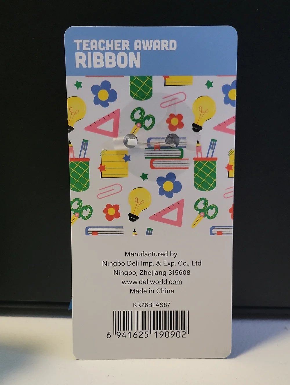 #1 Teacher Award Ribbon - Blue. T25